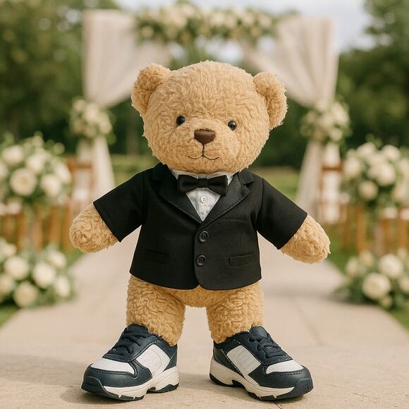Build-A-Bear Tuxedo Groom Teddy Bear w/ Skechers Shoes 16" Wedding Plush - Picture 1 of 10